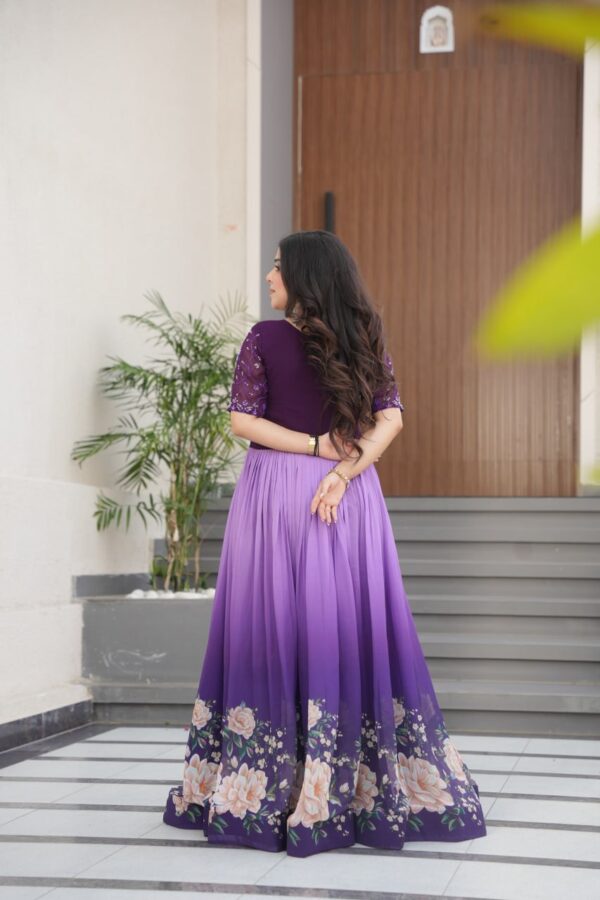 Women's Cotton Floral Printed Anarkali Gown Dress with Embellished Bodice – Party Wear - Image 15